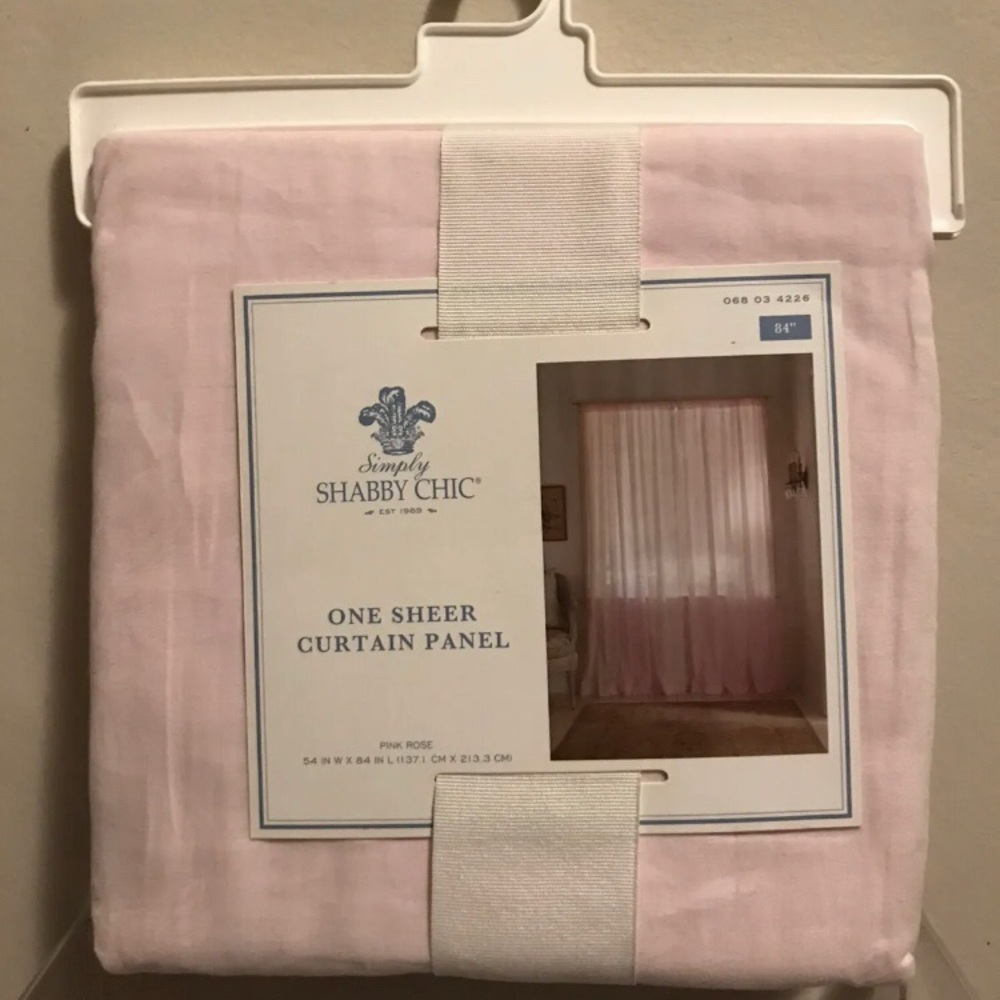 Shabby Chic Sheer Curtain Panel Pink Rose